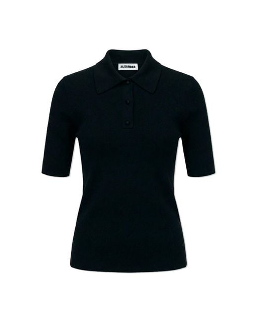 Jil Sander Black Wool Polo