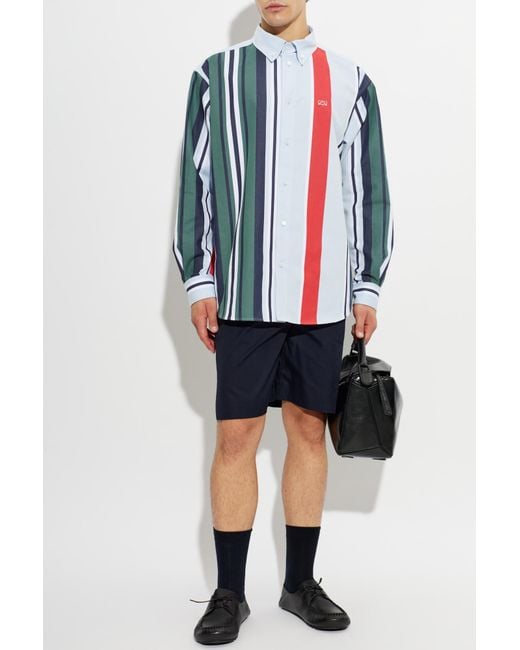 Loewe Blue Shorts With Embroidered Logo for men