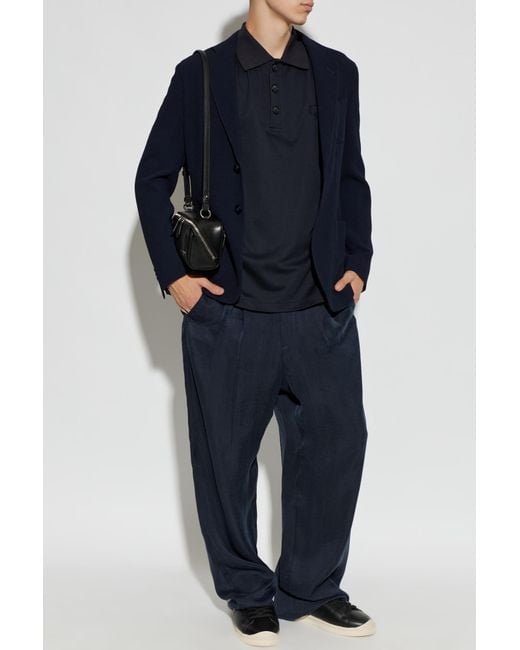 Giorgio Armani Blue Pleated Trousers for men