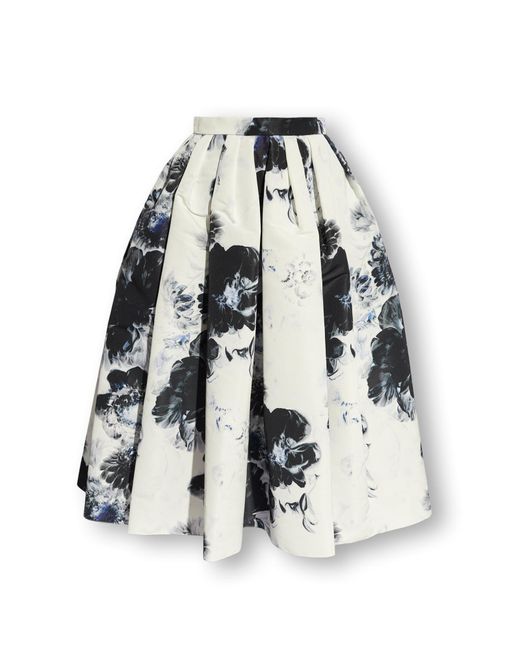 Alexander McQueen White Skirt With Floral Motif