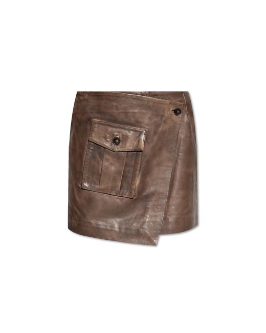 Herskind Brown 'carolina' Leather Skirt,