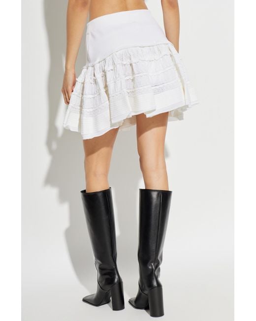 Alaïa White Short Skirt With Ruffles