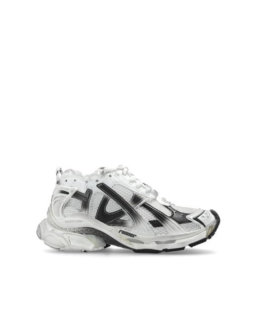 Balenciaga White Mesh Paneled Futuristic Runner Sneakers