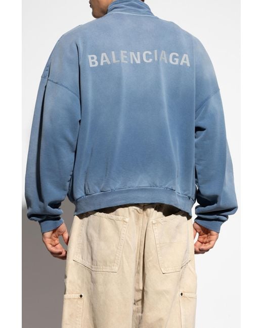 Balenciaga Blue Sweatshirt With Stand-Up Collar for men