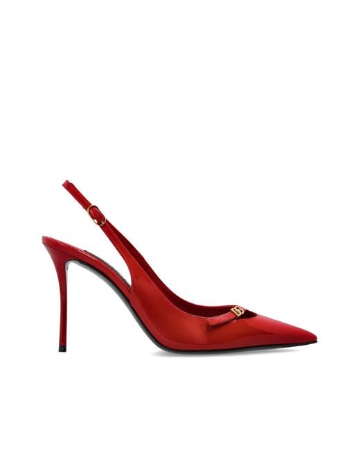 Dolce & Gabbana Red Leather Heeled Shoes