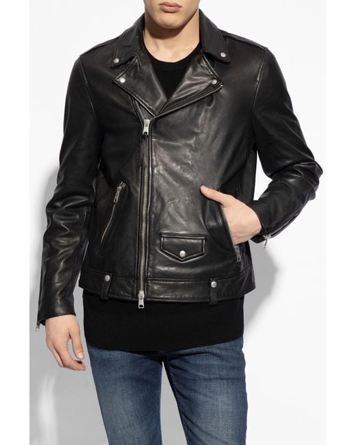 AllSaints Black 'Milo' Biker Jacket for men