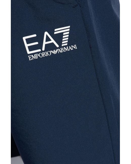 EA7 Blue Shorts With Logo for men