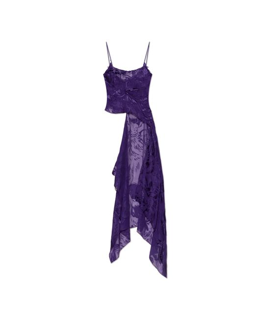 DSquared² Purple Transparent Dress With Decorative Pattern