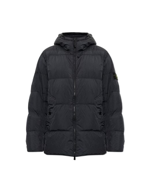 Stone Island Black Down Jacket With Hood for men