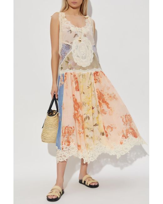 Zimmermann White Dress With Lace Inserts