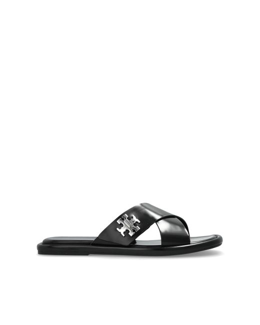 Tory Burch Black Slides T-Lock