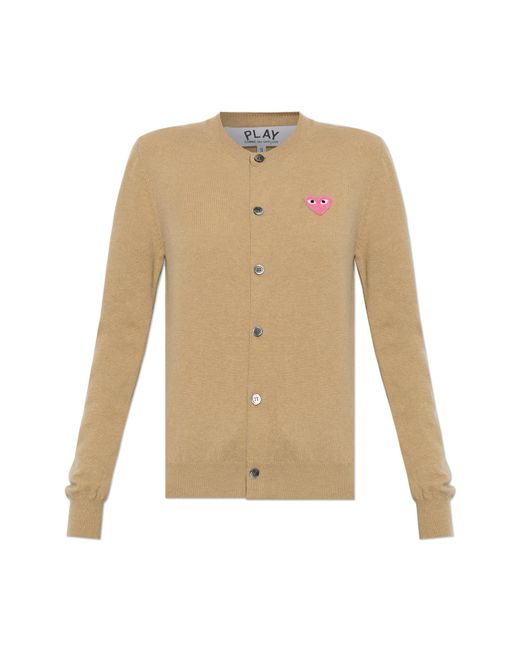 COMME DES GARÇONS PLAY White Wool Cardigan With Logo Patch