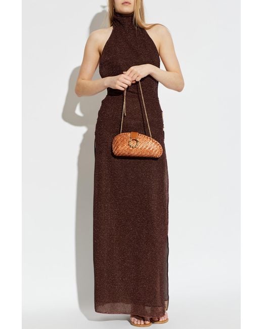 Oseree Brown Dress With Lurex Thread