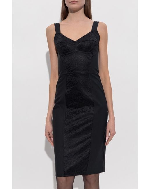 Dolce & Gabbana Black Fitted Dress With Spaghetti Straps