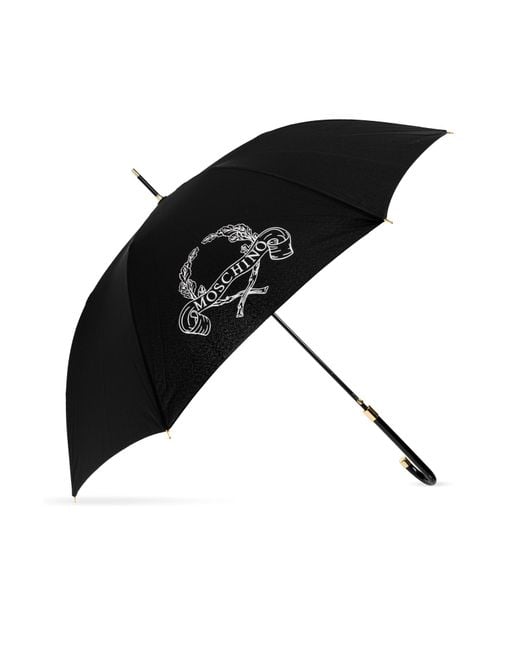Moschino Black Parasol With Logo