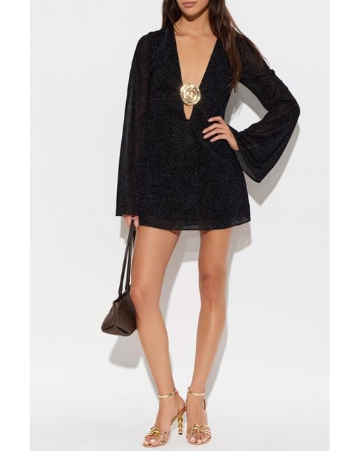 Oseree Black Dress With Lurex Thread