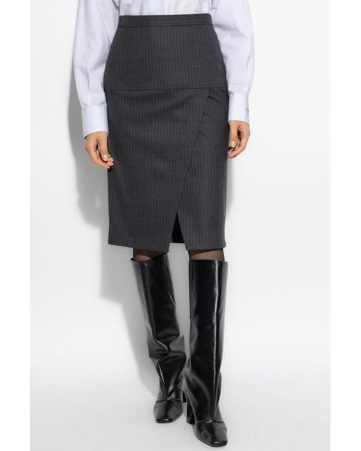 Fendi Black Wool Skirt With Front Slit