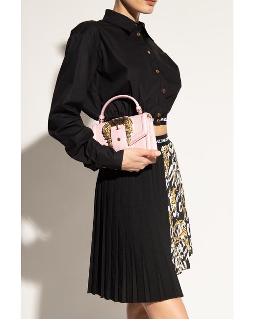 Versace Jeans Pink Shoulder Bag With Decorative Buckle