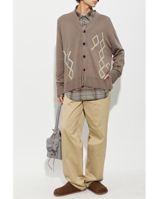 Acne Brown Silk Cardigan With Pattern for men