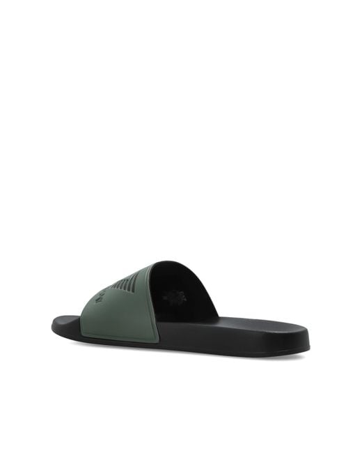 EA7 Black Rubber Flip-Flops With Logo for men