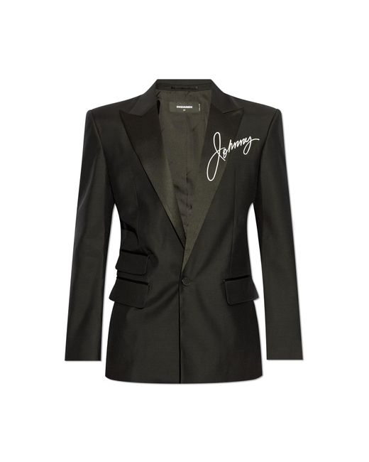 DSquared² Black Blazer With Print for men