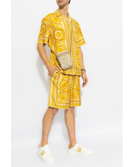 Versace Yellow Shirt With Short Sleeves for men