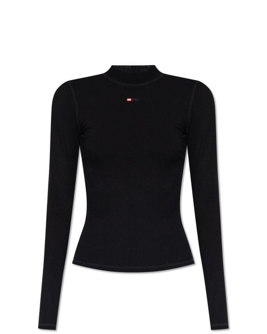 DIESEL Black 'T-Mokky-Ls-Microdiv' Ribbed Top