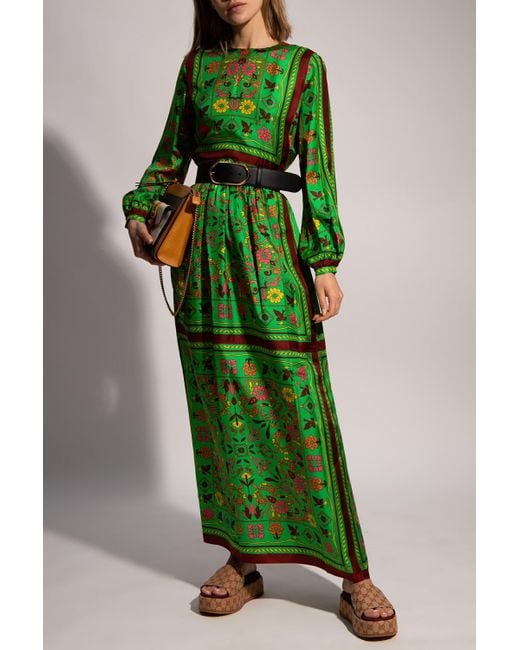 tory burch green silk dress Scarf Printed Long Multicolour in Shorts Sets
