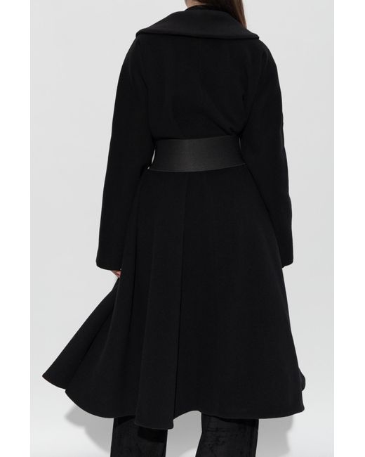 Balenciaga Black Wool Coat With Belt