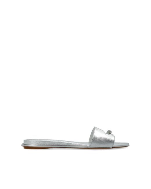Tory Burch White 'Pierced' Slides