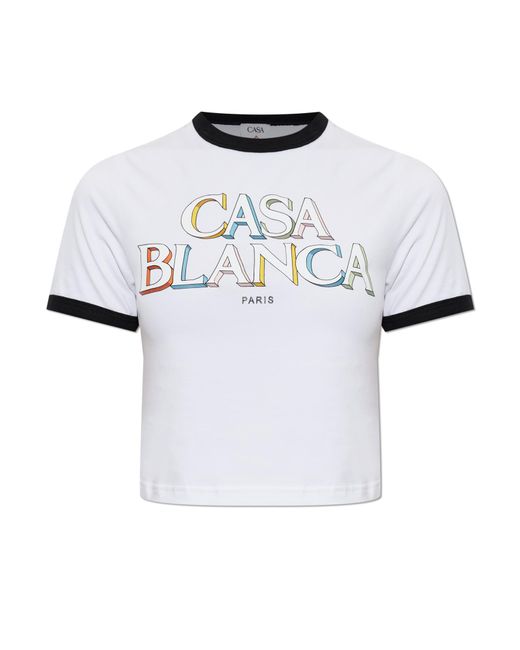 Casablanca White Short T-Shirt With Printed Logo