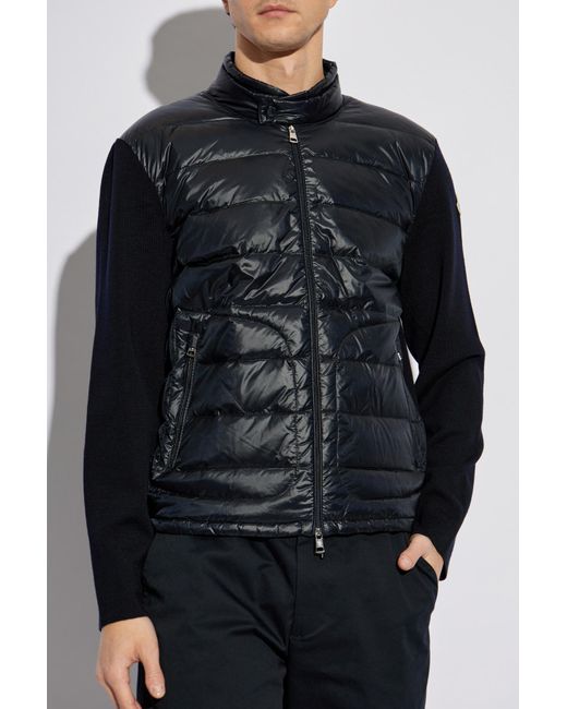 Moncler Black Cardigan With Quilted Front for men