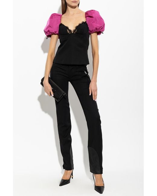 DSquared² Red Wool Top With Puffed Sleeves