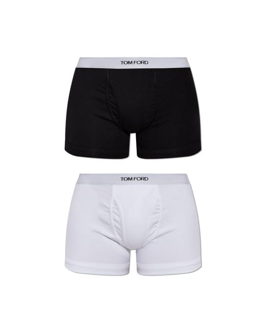 Tom Ford Black Two-Pack Of Cotton Boxers With Logo for men