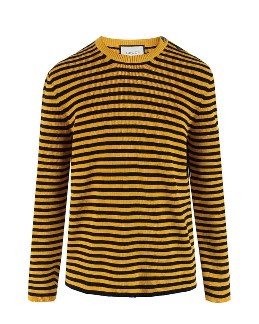 Gucci Yellow Striped Sweater for men