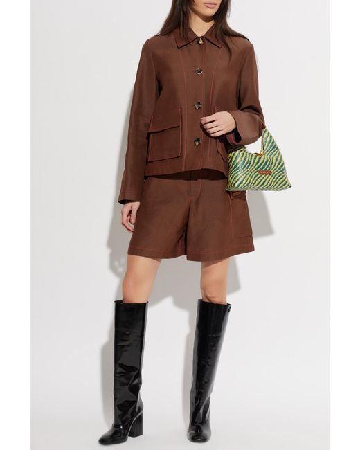Marni Brown Jacket With Contrast Stitching