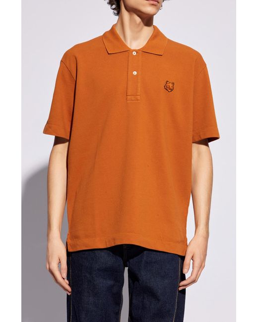 Maison Kitsuné Orange Cotton Polo Shirt for men