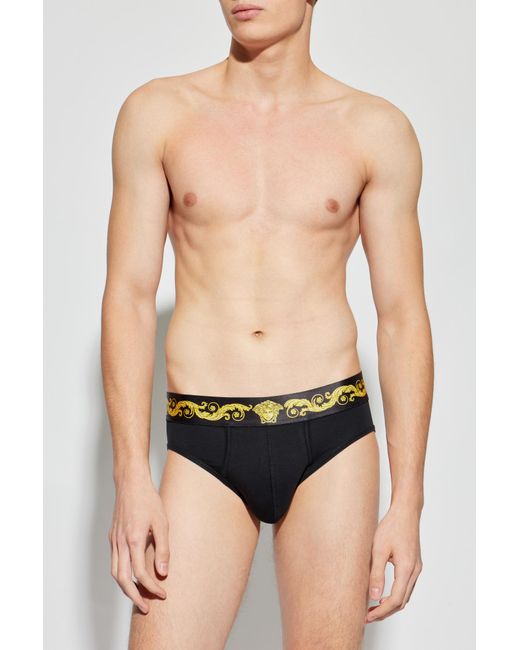 Versace Black Briefs With Logo for men