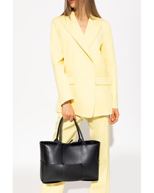 Bottega Veneta Leather 'arco Medium' Shopper Bag in Black | Lyst
