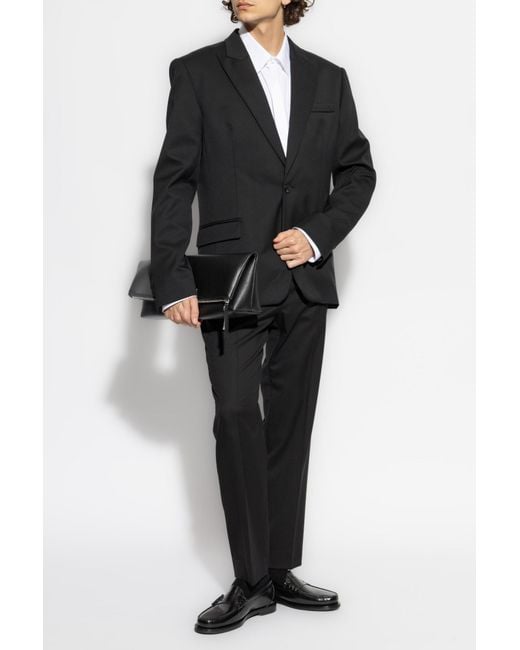 Balmain Black Wool Blazer With Closed Lapels for men