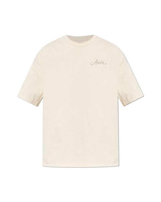 Amiri White T-Shirt With A Colorful Print On The Back for men