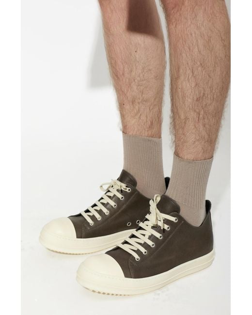 Rick Owens Gray Leather 'Low Sneaks' Shoes for men