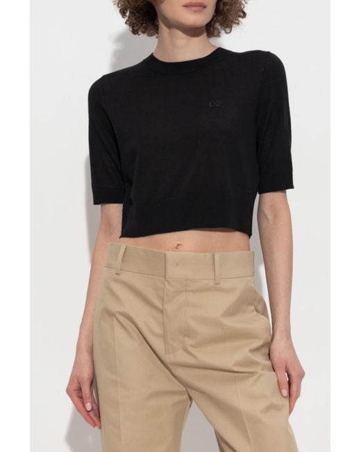 DSquared² Black Wool Top With Logo