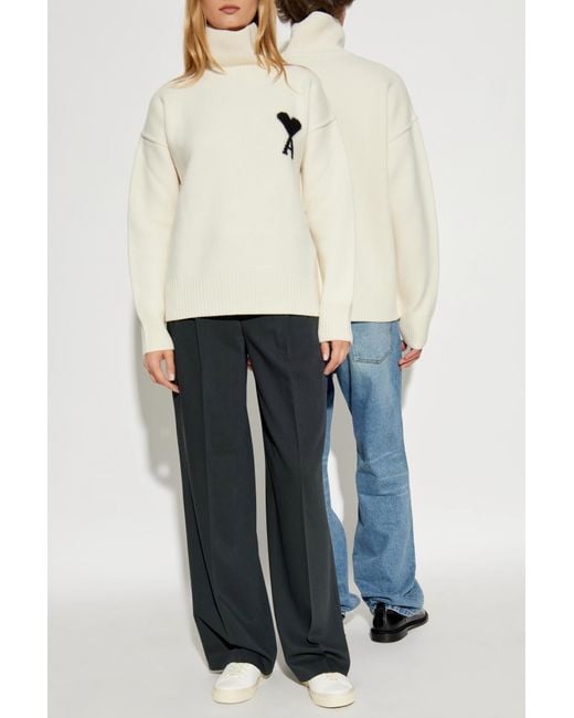 AMI White Wool Turtleneck