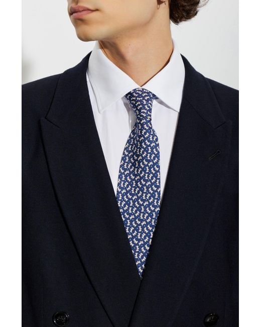 Ferragamo Blue Silk Tie for men