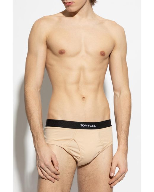 Tom Ford Black Cotton Briefs With Logo for men