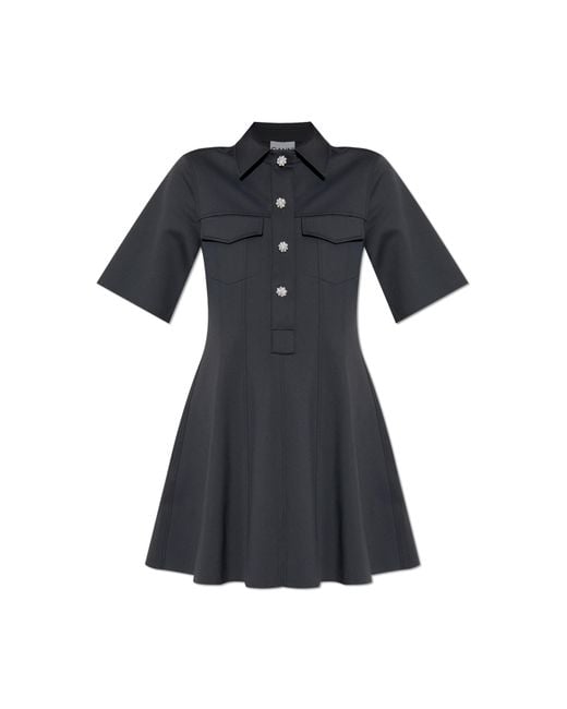 Ganni Black Dress With Pockets