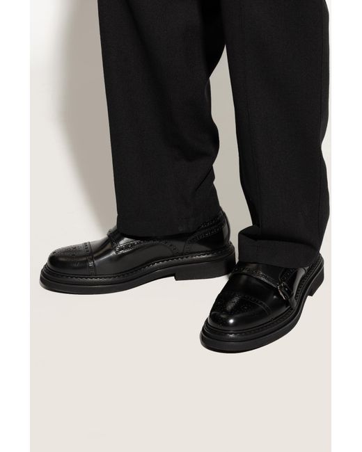 Dolce & Gabbana Black Leather Monk-Strap Shoes for men