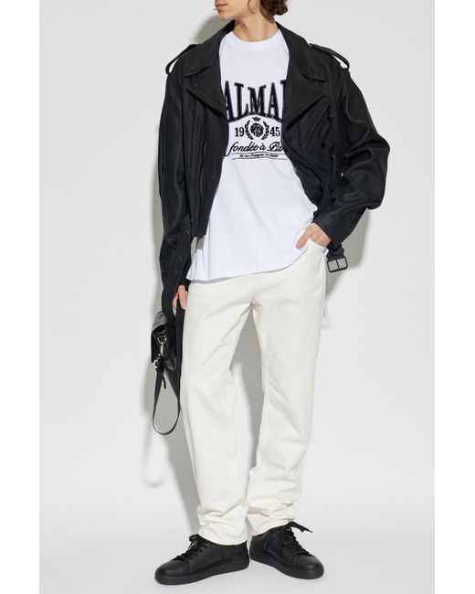 Balmain Black Leather Jacket for men