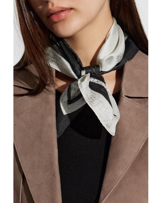 AllSaints Black Silk Scarf "Script"